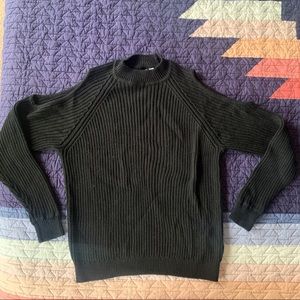 Shoulder Cut-Out Mock Turtleneck Sweater